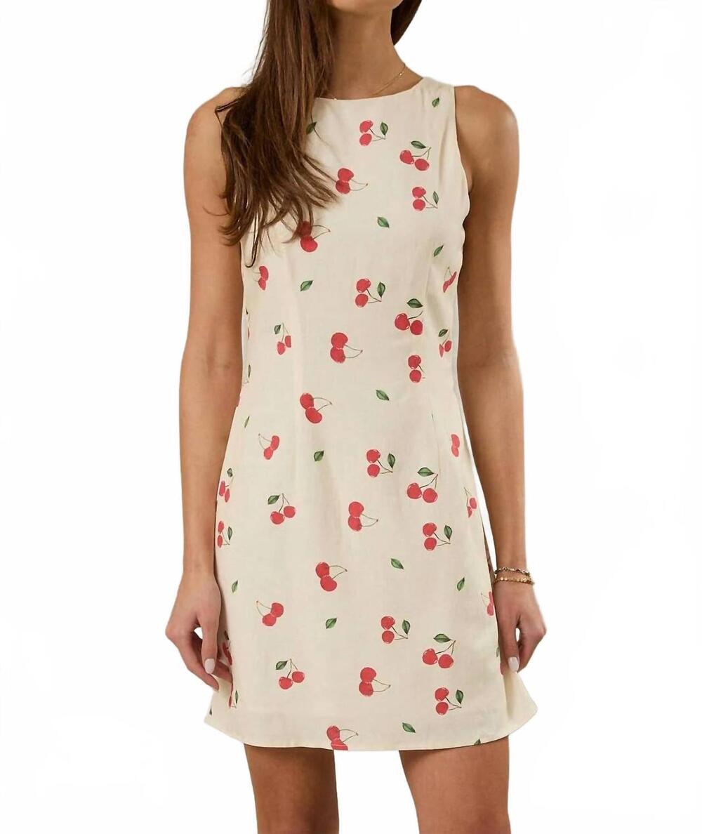 NEW SUNDAY EDITION morgan cherry printed mini dress in ivory